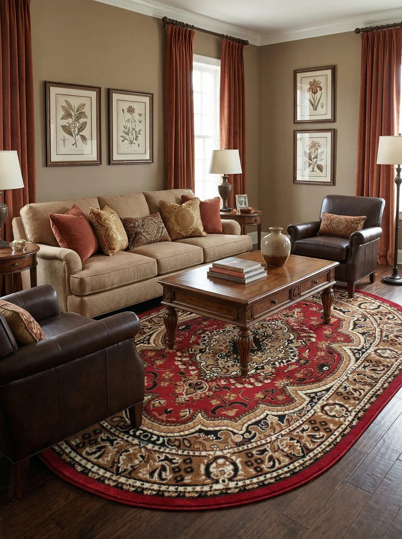 Tapis Ovale Oriental Rouge & Caramel - Valore