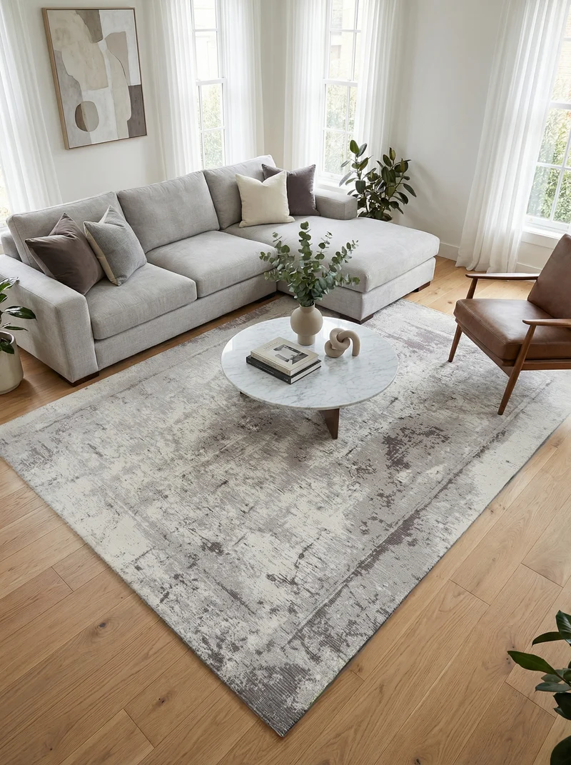Tapis Lavable Vintage Gris - Massif