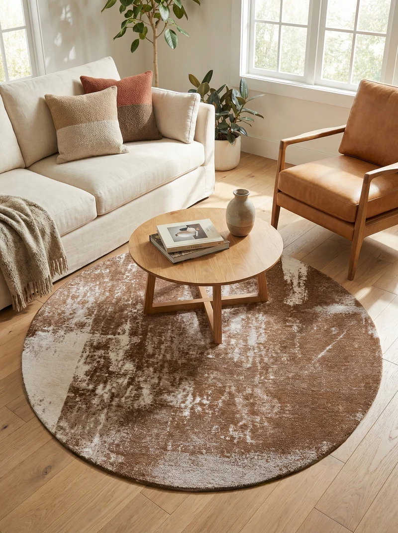 Tapis Lavable Rond Abstrait - Vulcan