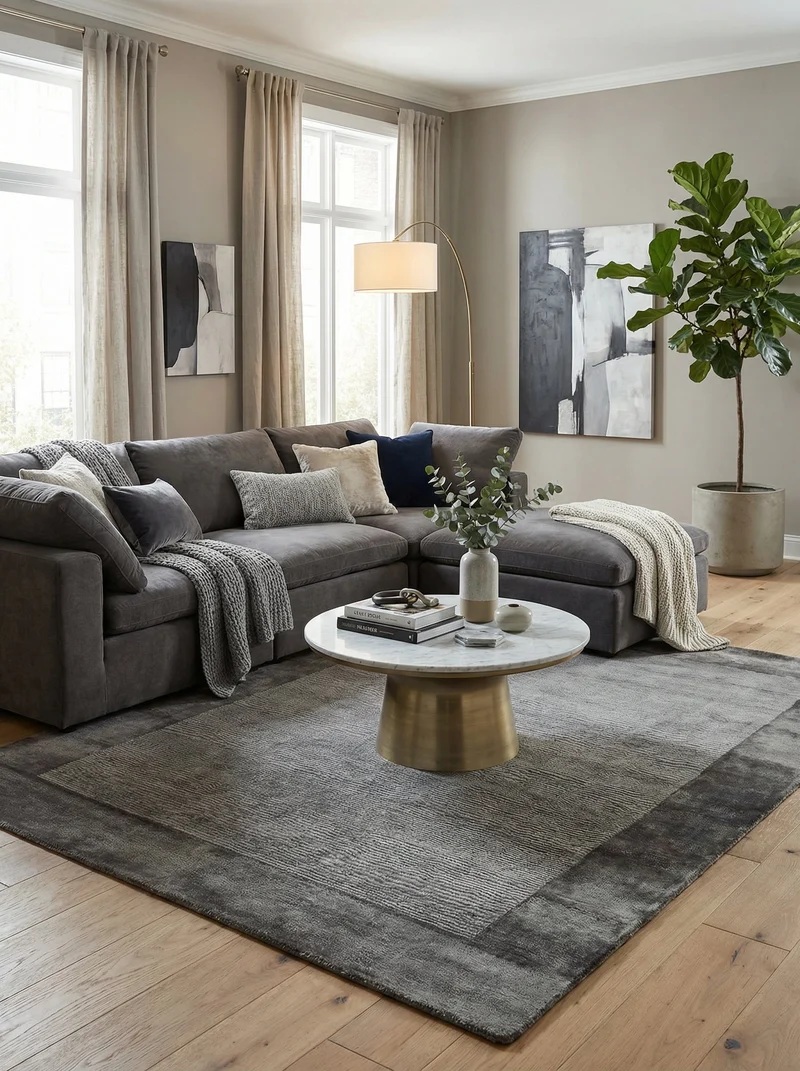 Tapis Viscose Gris Acier - Arcadia