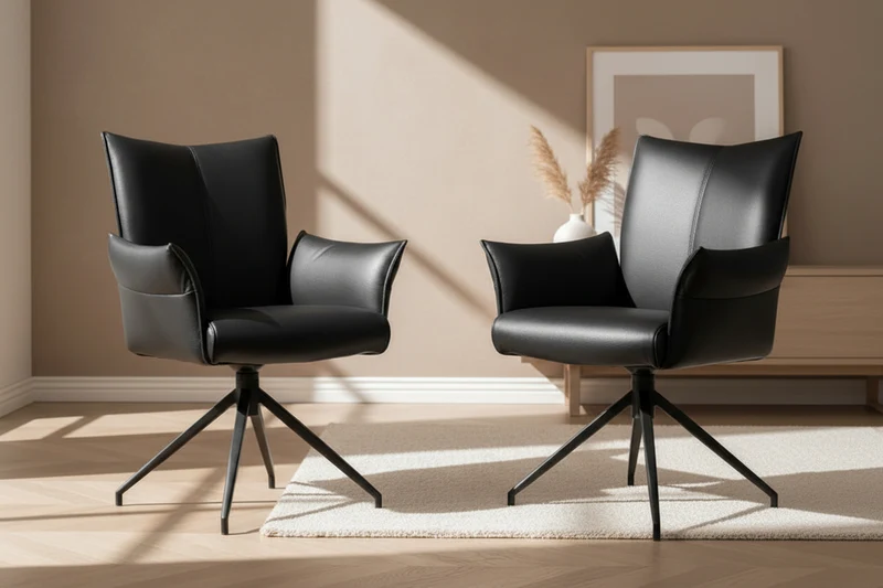 Lot de 2 chaises pivotante en cuir - Cezanne