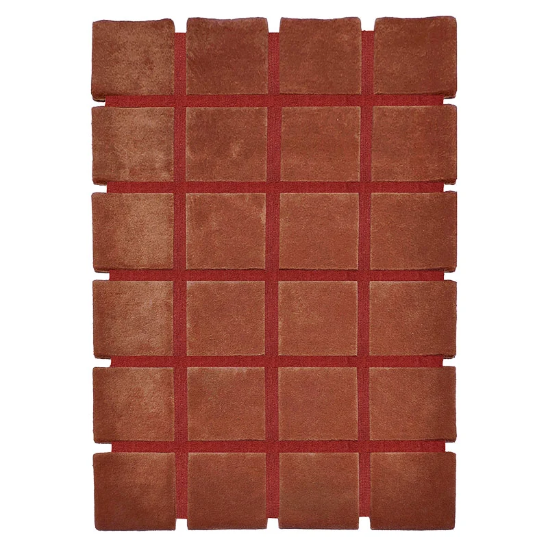 Tapis Damier terracotta et rouge brique