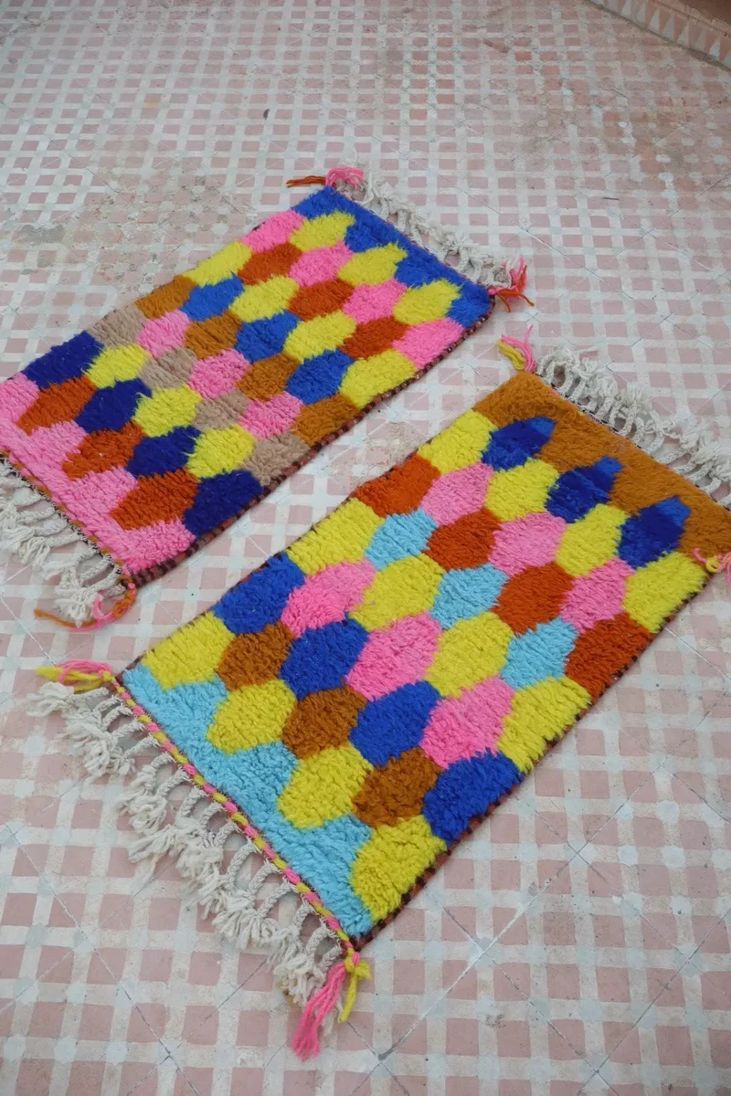 Duo de Tapis Berbères Béni Ouarain Multicolore - Descente de lit