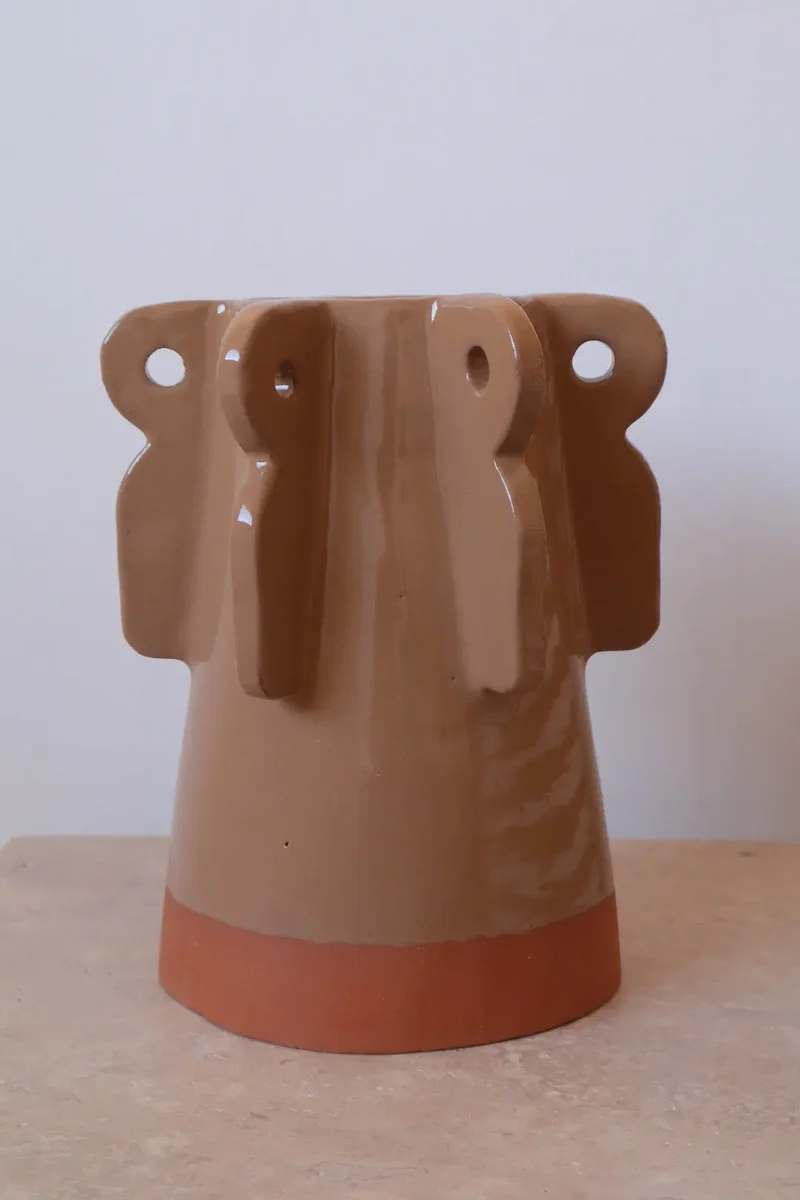 Vase Sculptural Bi Matières Beige- SABI