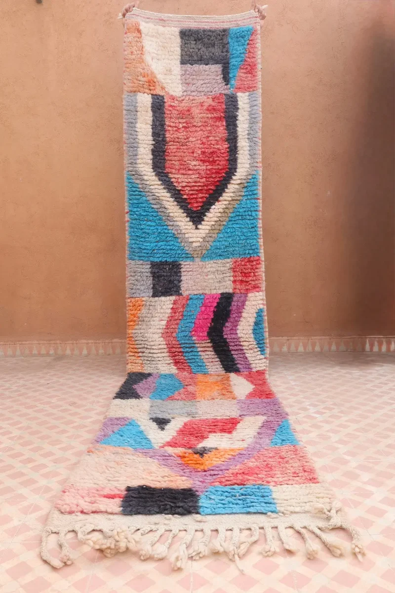 Tapis Berbère Couloir Boujad Motifs Multicolores - 322 x 72 cm