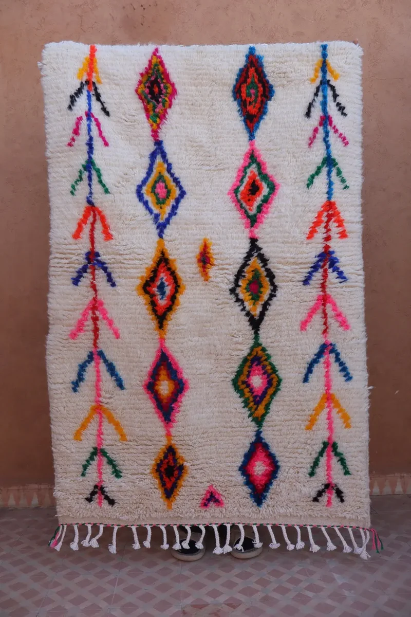 Tapis Berbère Azilal Coloré Motifs Multicolore Fluo- 160 x 97 cm