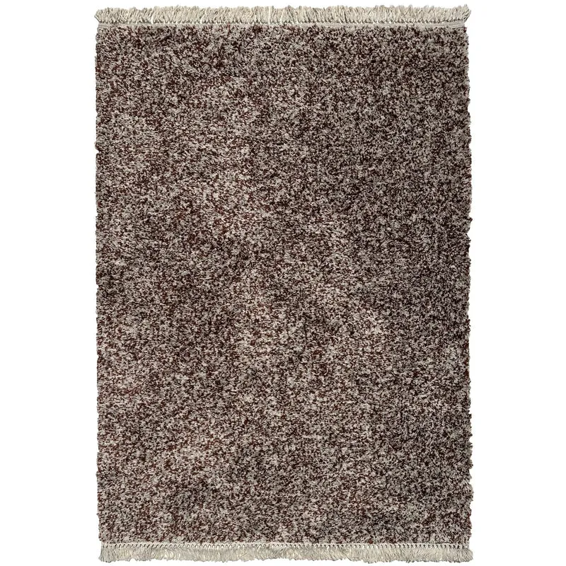 Tapis moucheté marron avec frange