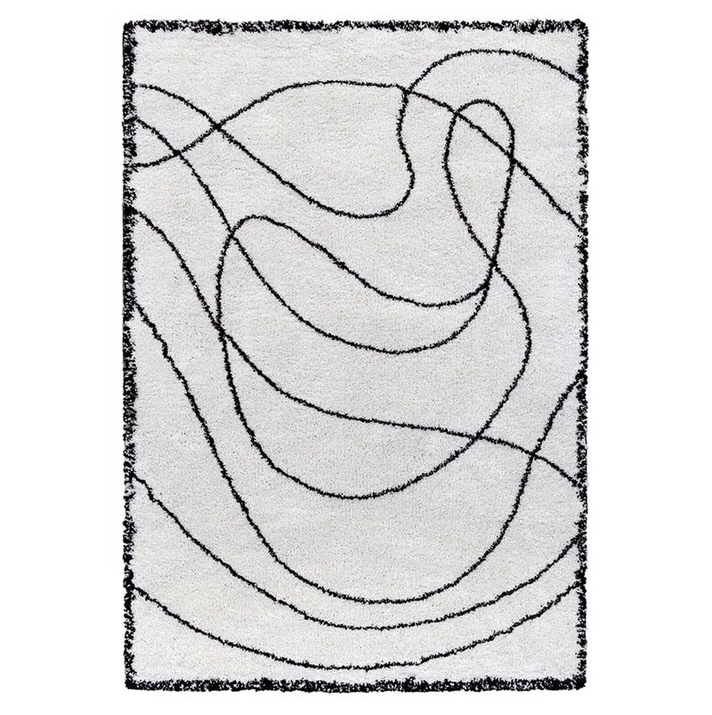 Tapis noir et blanc Ondes