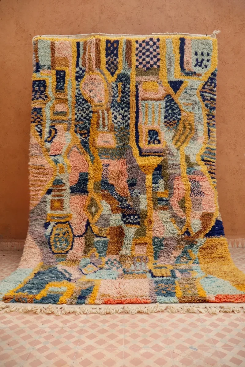 Tapis Berbère Abstrait Coloré Béni Ouarain Qualité Supérieure - 280 x 170 cm