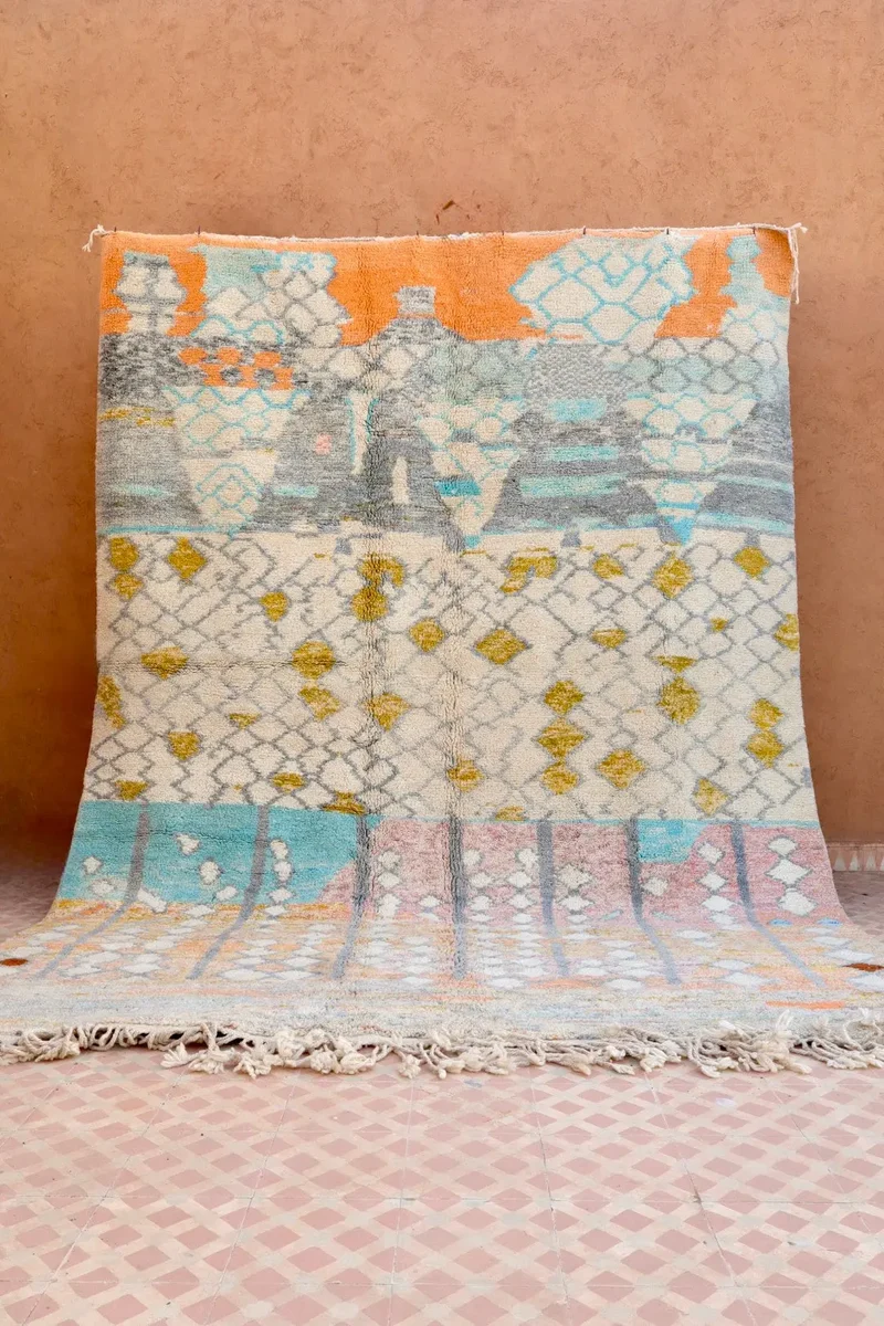Tapis Berbère Coloré Béni Ouarain Graphique Qualité Supérieure - 294 x 218 cm