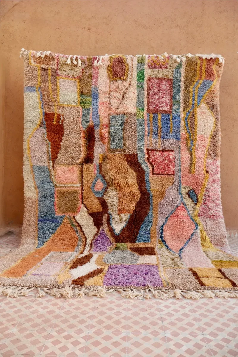 Tapis Berbère Tableau Multicolore Béni Ouarain Qualité Supérieure -308 x 226 cm