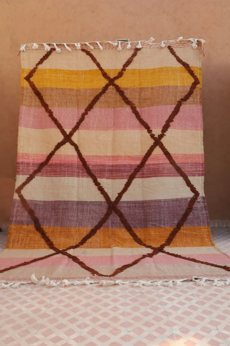 Tapis Berbère Kilim Zanafi Multicolore Coucher de Soleil - 296 x 195 cm