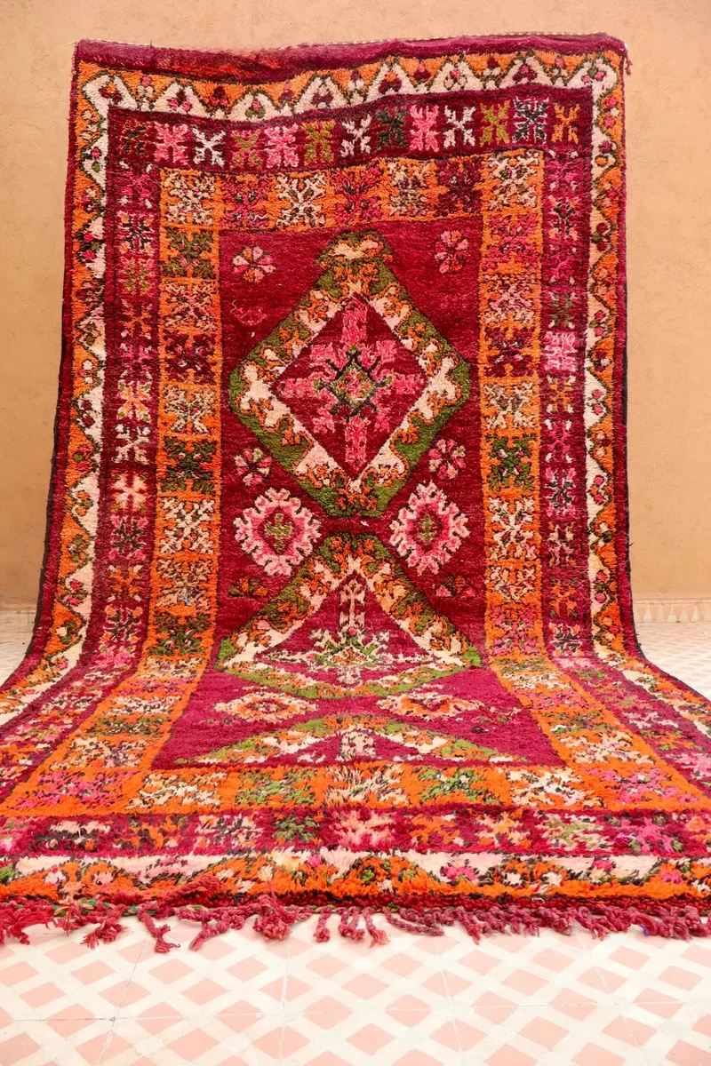 Tapis Berbère Boujaad Antique Bordeaux Orange - 392 x 204 cm