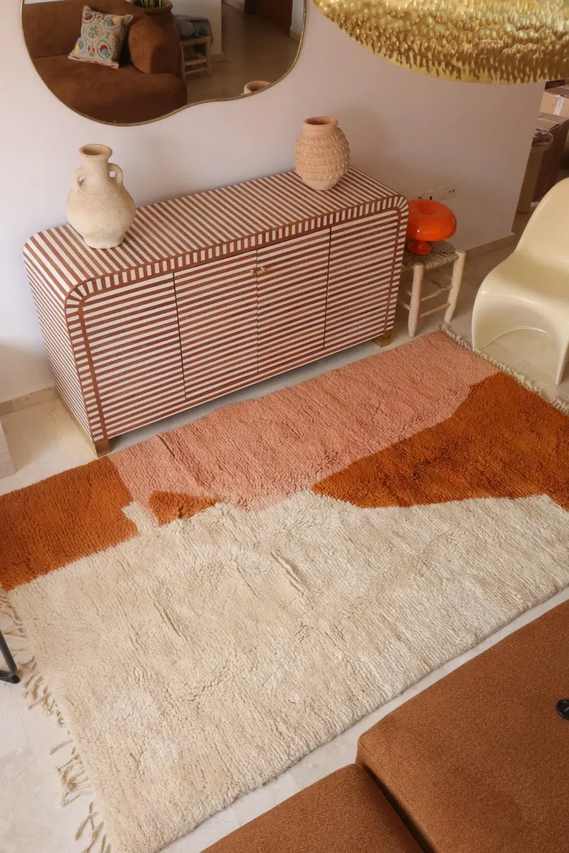Tapis Berbère Coloré Contemporain Terracotta & Saumon - Azilal