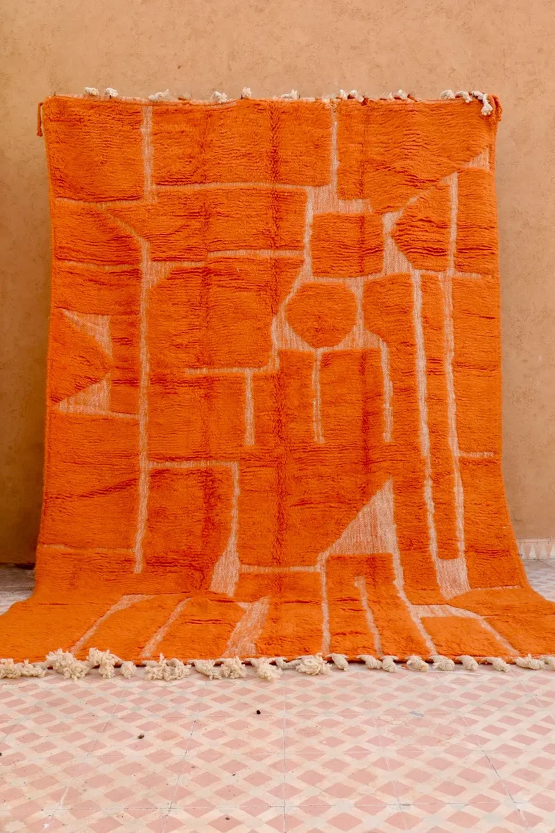 Tapis Berbère Orange Cuivre Béni Ouarain - 301 x 194 cm