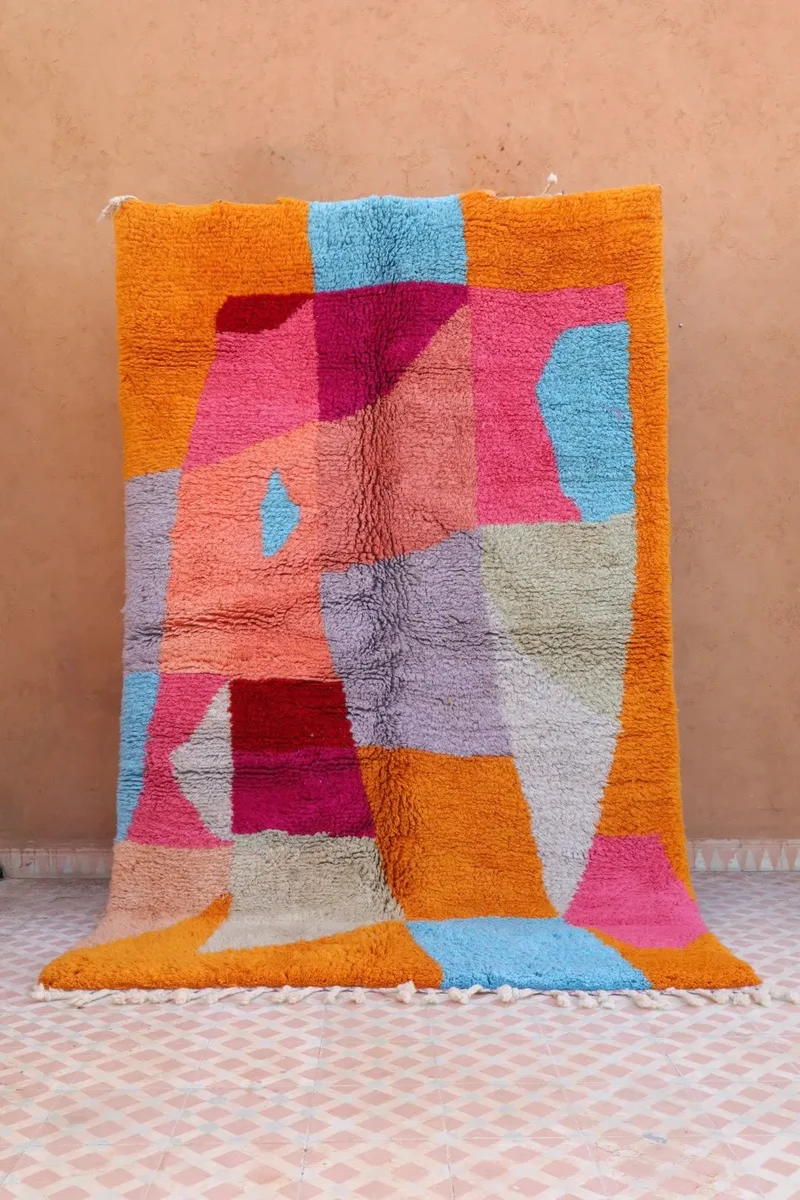 Tapis Berbère Azilal Multicolore Contemporain Qualité Supérieure - 246 x 153 cm