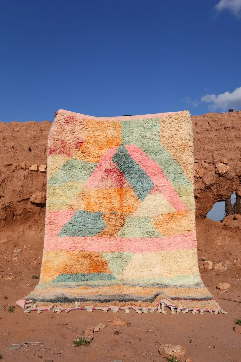 Tapis Berbère Boujad Coloré Couleurs Pastels - 249 × 156 cm