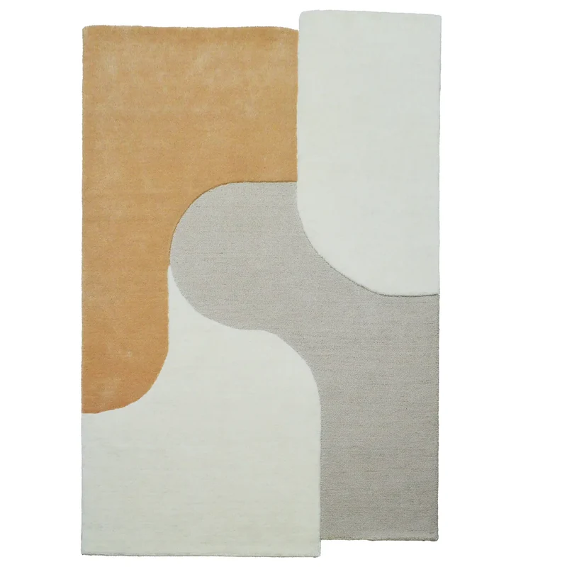 Tapis en laine Dune blanc et jaune