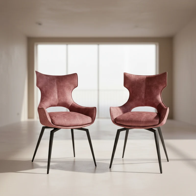 Lot de 2 chaises pivotante en velours - Camille