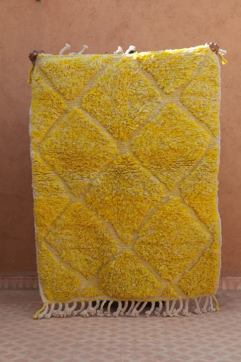 Tapis Berbère Jaune Béni Ouarain- 138 x 106 cm