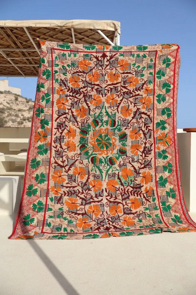 Kantha Suzani indien Brodé Beige – Coton