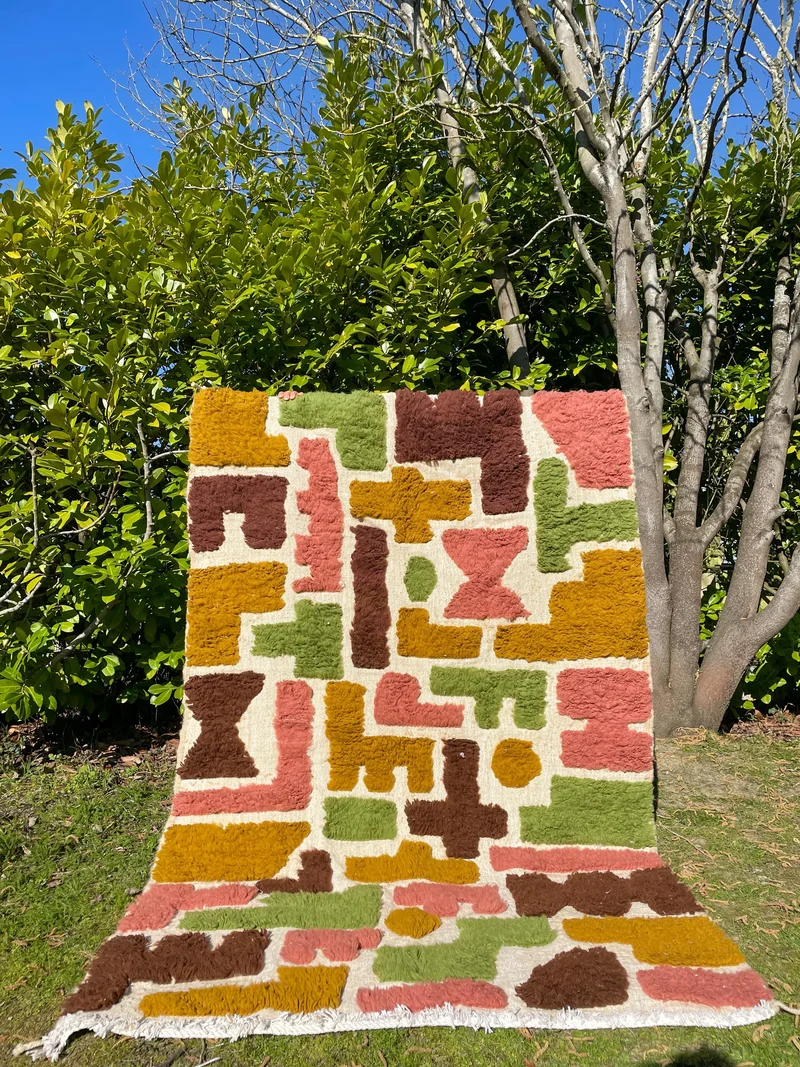 Tapis Berbère Béni Ouarain Coloré à Reliefs - SUR-MESURE