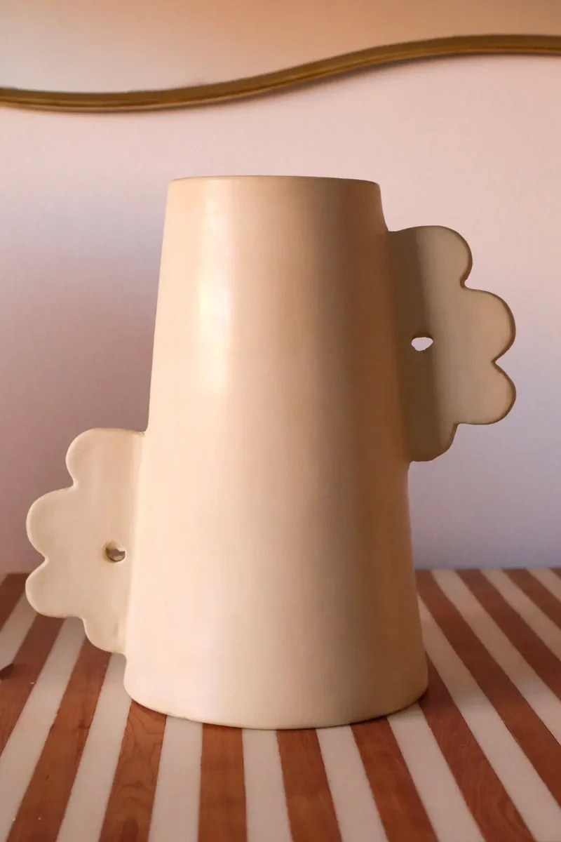 Vase Abstrait en Céramique Fait-Main Fleurs Blanc Cassé Matte - DAISY ©