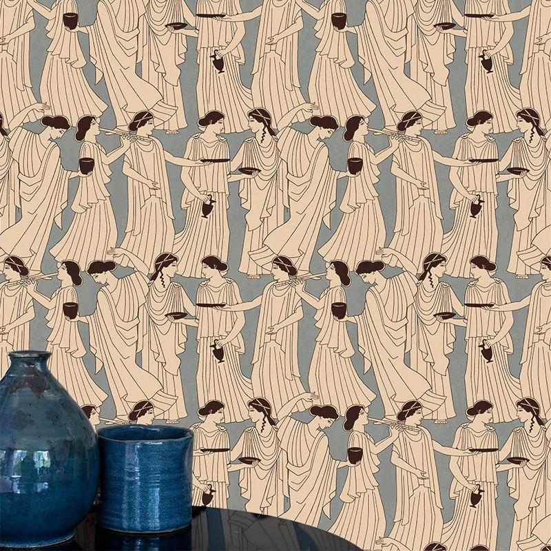 Papier peint bleu Déesse