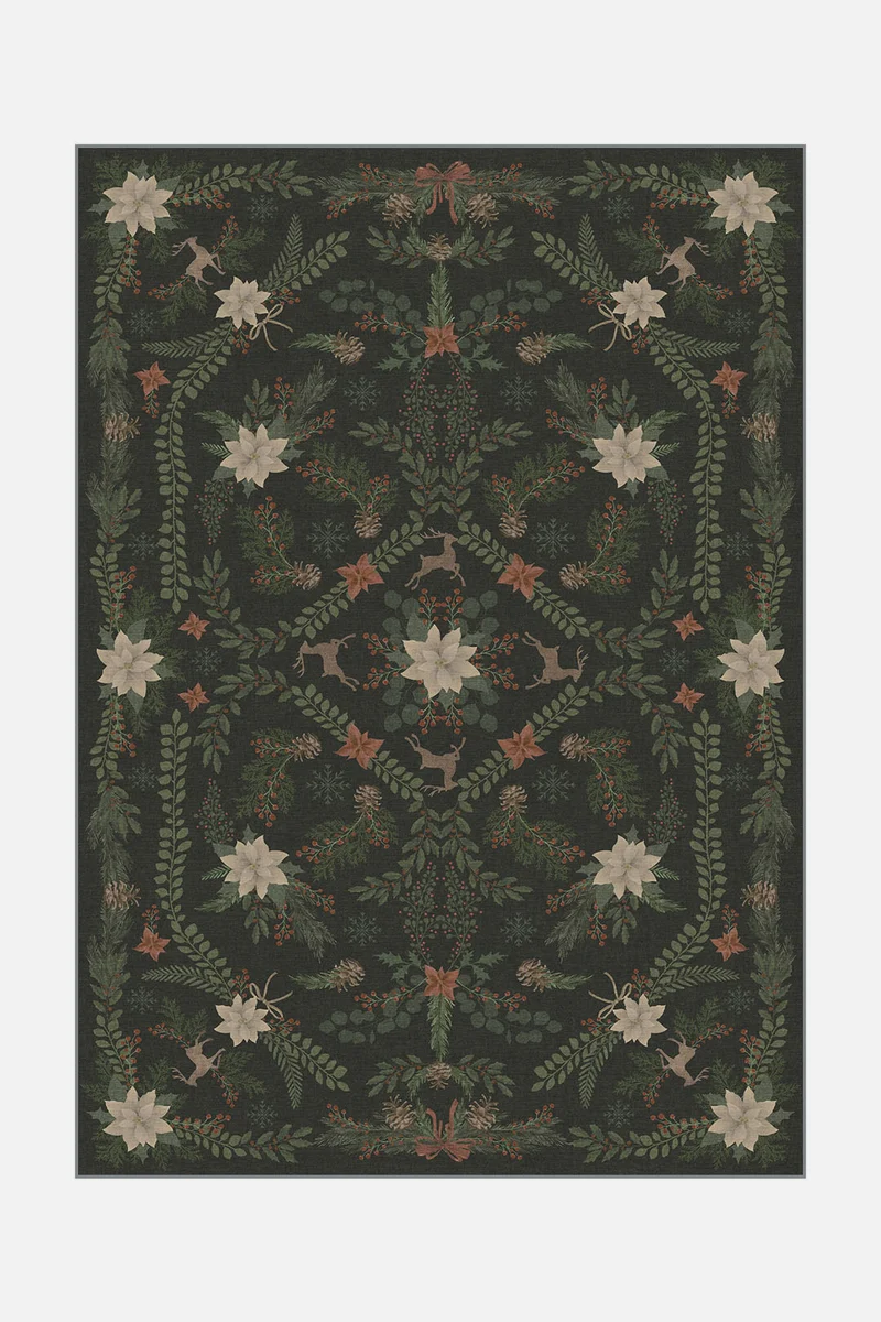 Tapis Étoile de Noël Vert Foncé