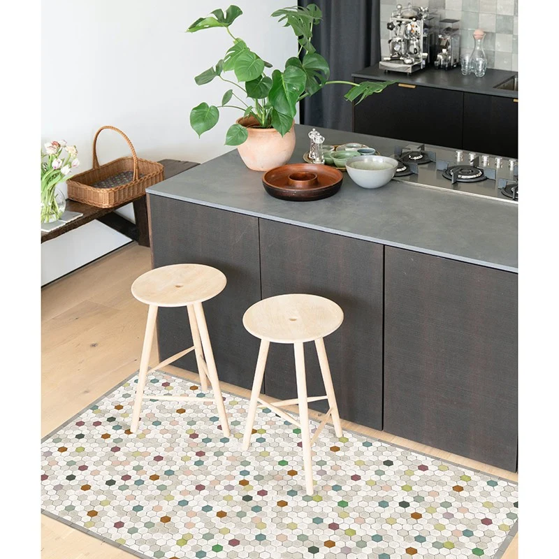 Tapis design Tomettes multicolore Test3