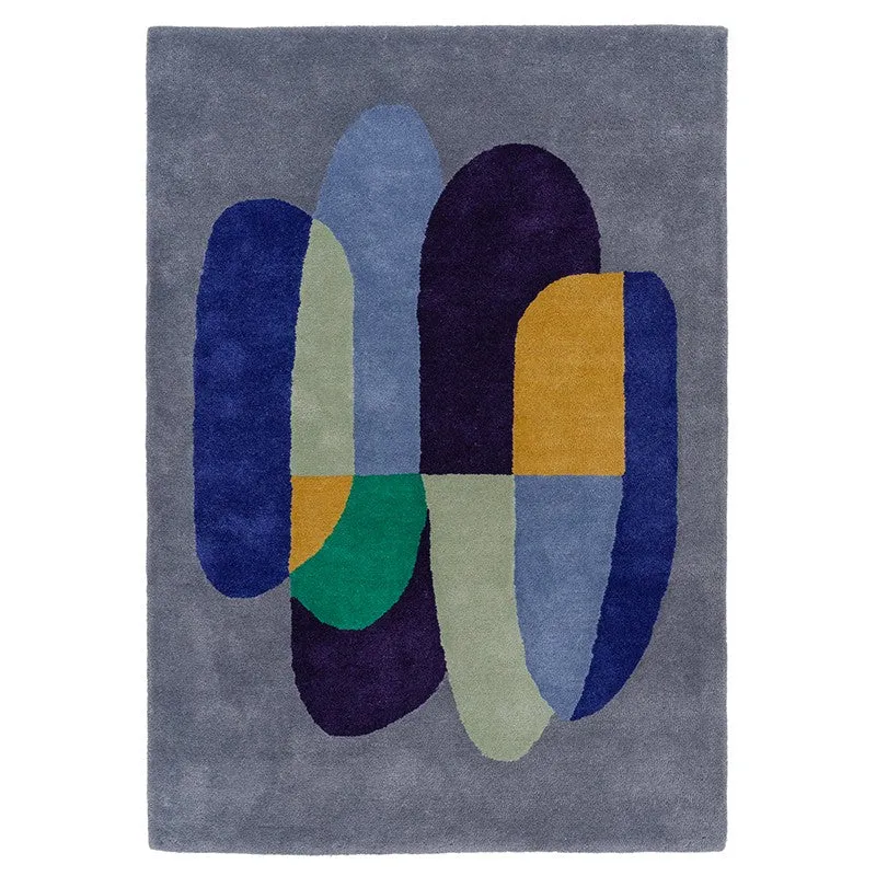 Tapis gris et bleu Pluriel
