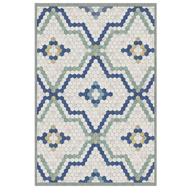 Tapis vinyle Tomettes bleu/vert