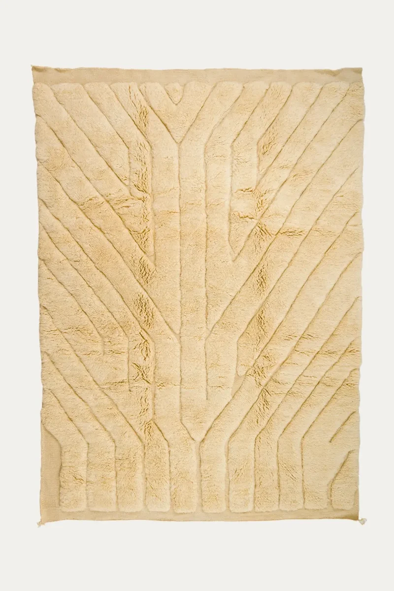 Tapis Berbère Mrirt Beige à Reliefs -