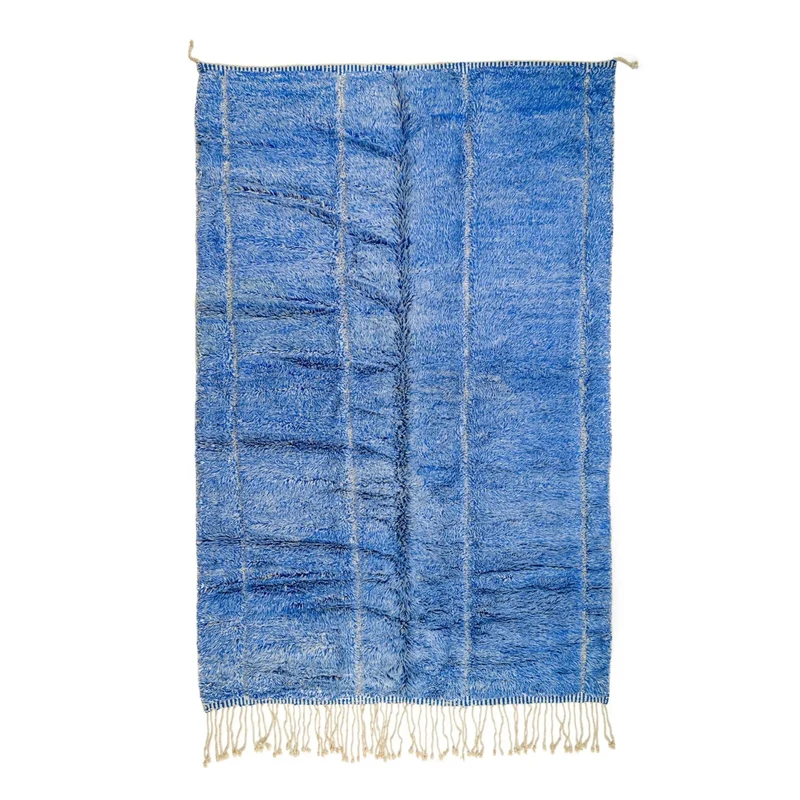 Tapis Berbère Mrirt Bleu Klein et Blanc -