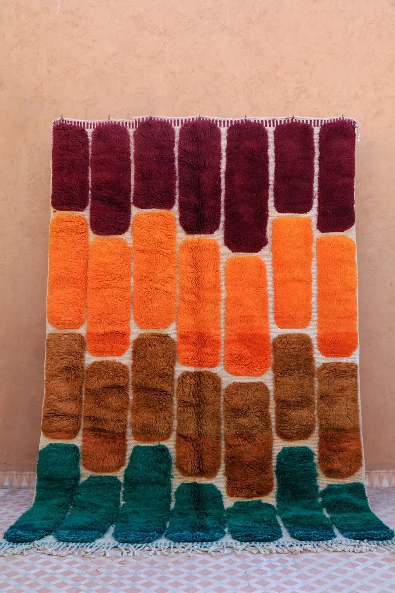 Tapis Berbère Mrirt Coloré à Reliefs - Modèle Signature