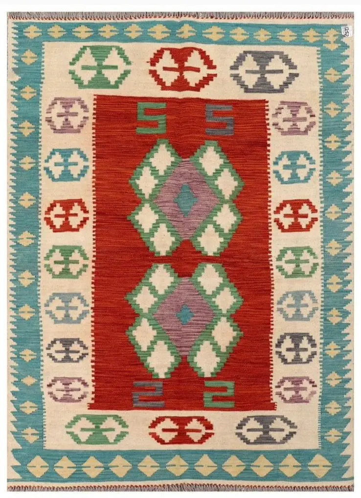 Tapis Kilim Afghan Coloré Traditionnel- 200 x 145cm