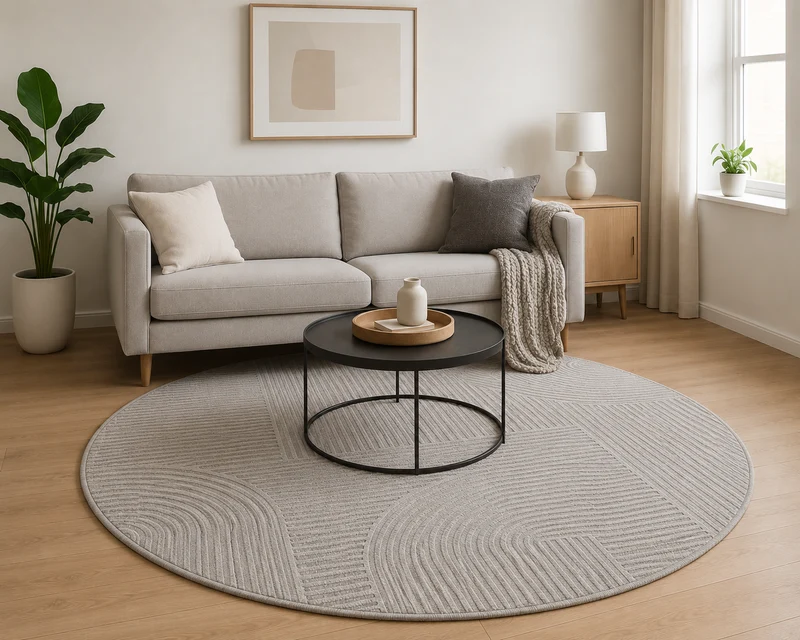 Tapis rond moderne MODA 1130 Gris – Motif graphique