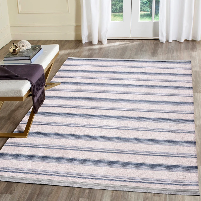 Tapis moderne à rayures EFE 1045B Beige et Bleu