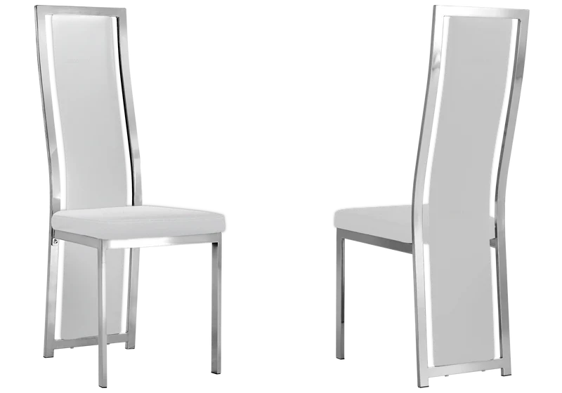 Chaise argentée simili blanc moderne - Dia x6