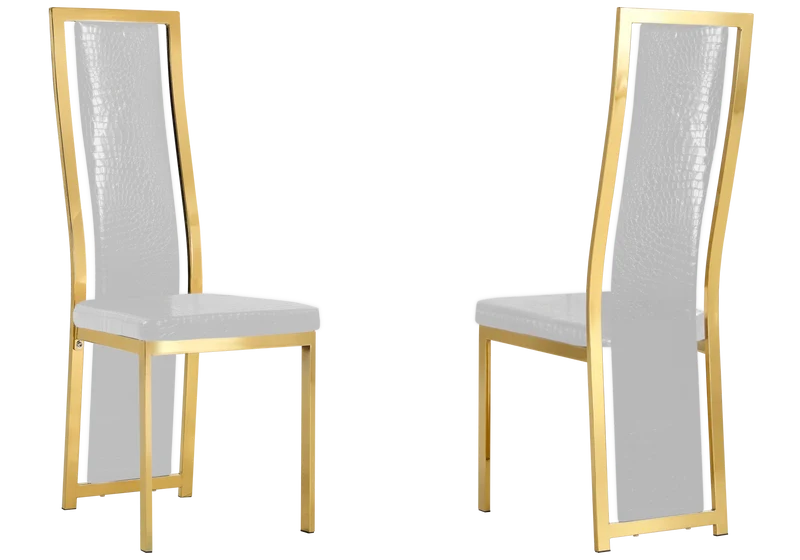 Chaise dorée croco blanc baroque - Dia x6