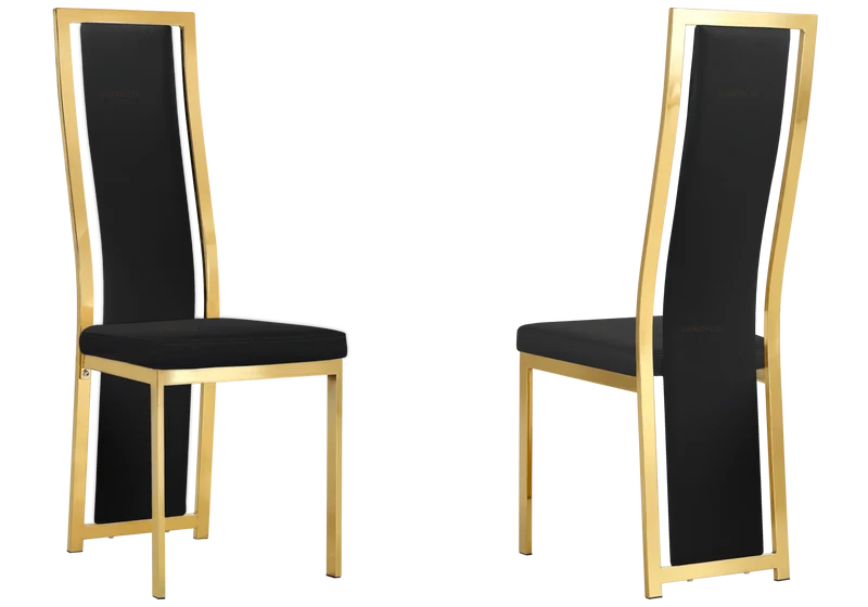 Chaise dorée simili noir moderne - Dia x6