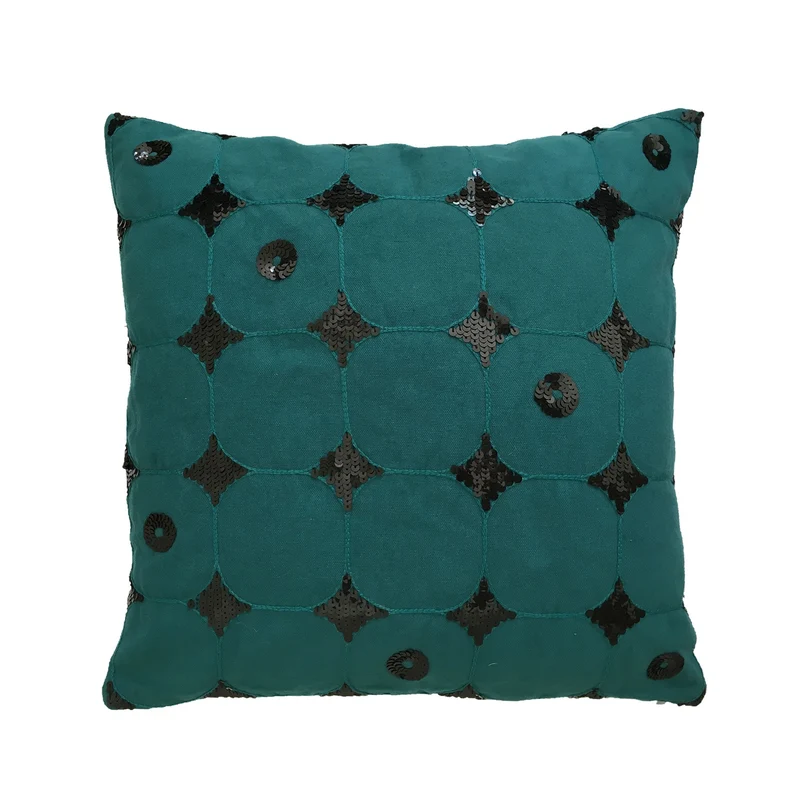 Housse de coussin Losanges en sequins noir-vert