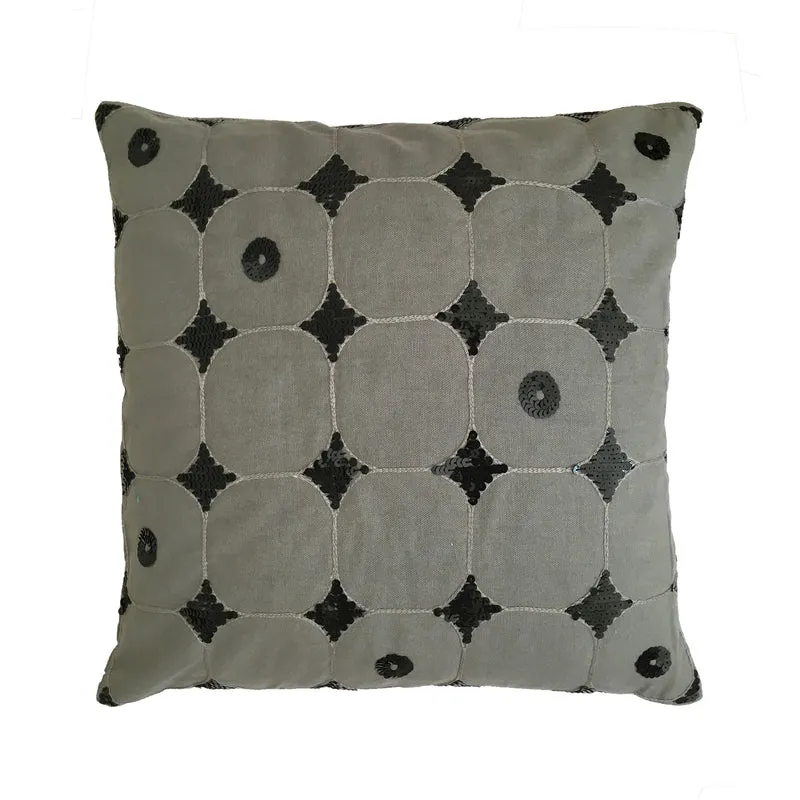 Housse de coussin Losanges en sequins noir-gris