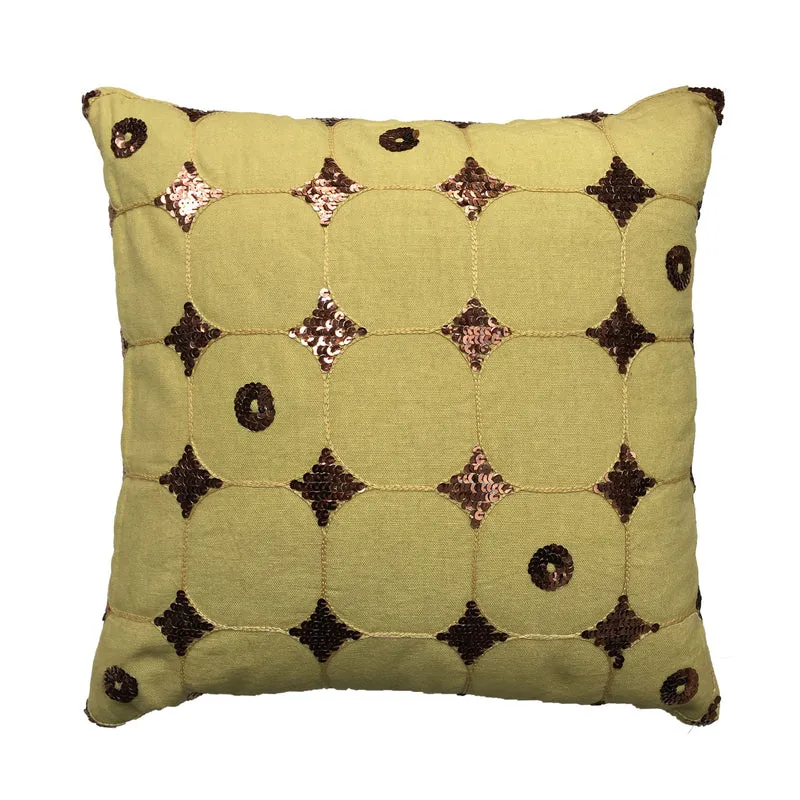 Housse de coussin Losanges en sequin jaune