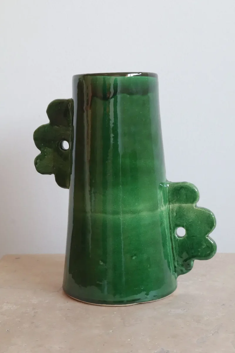 Vase Abstrait en Céramique Fait-Main Fleurs - DAISY © Vert Sapin