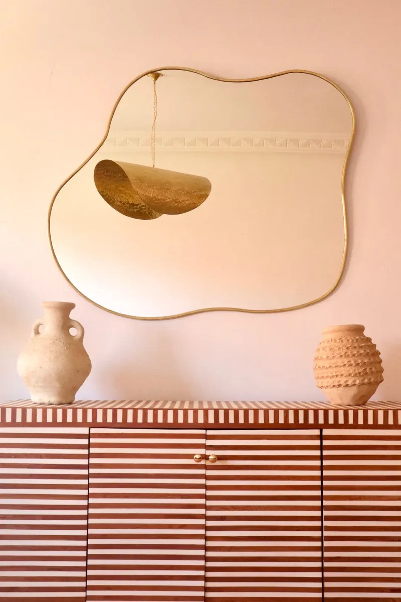 Miroir Organique Mural en Laiton Fait-Main