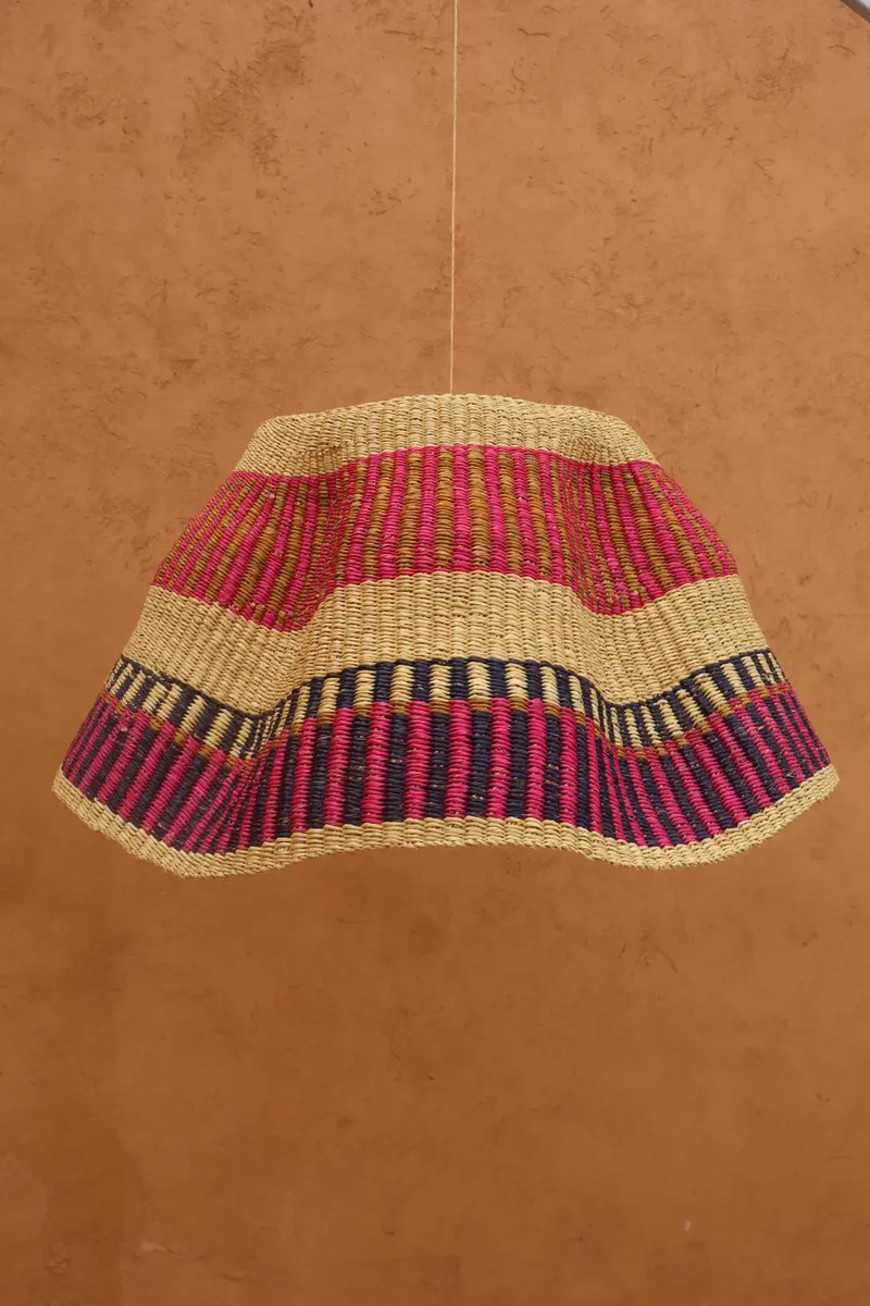 Panier Bolga Décoratif - Suspension Artisanale Colorée Fushia