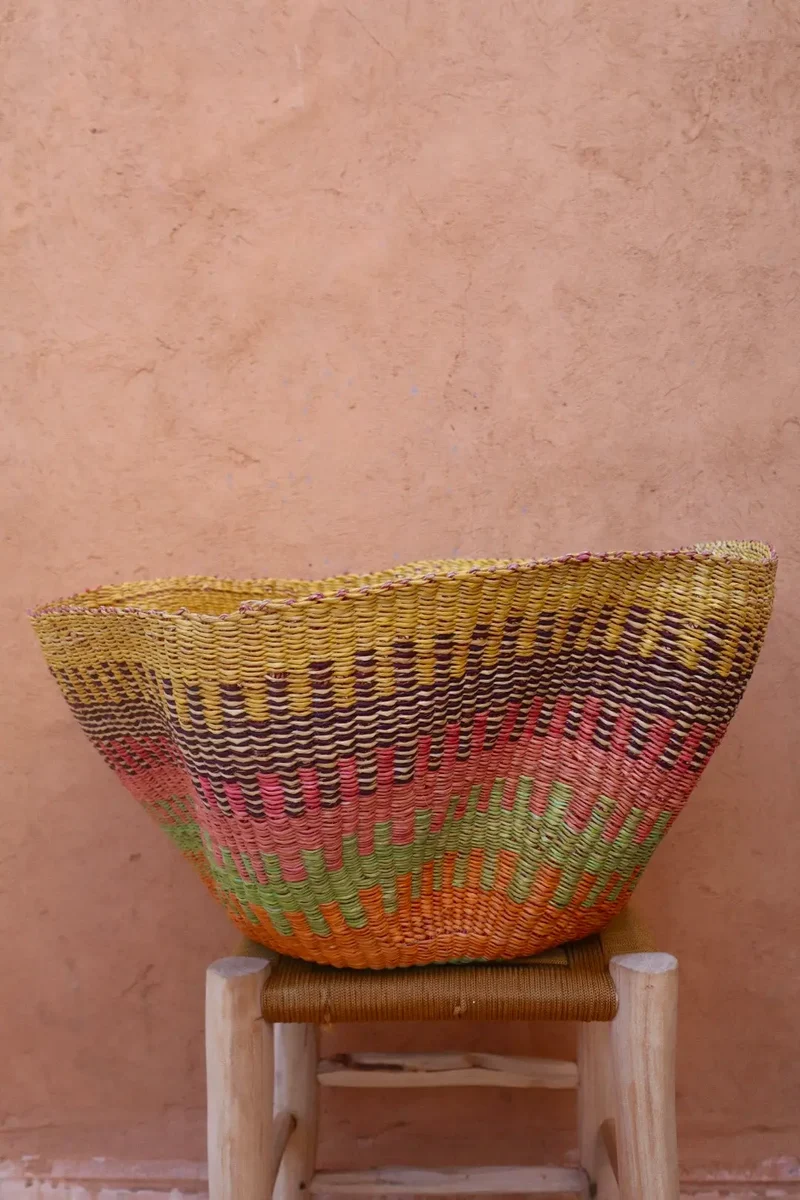 Panier Bolga Décoratif - Suspension Artisanale Colorée