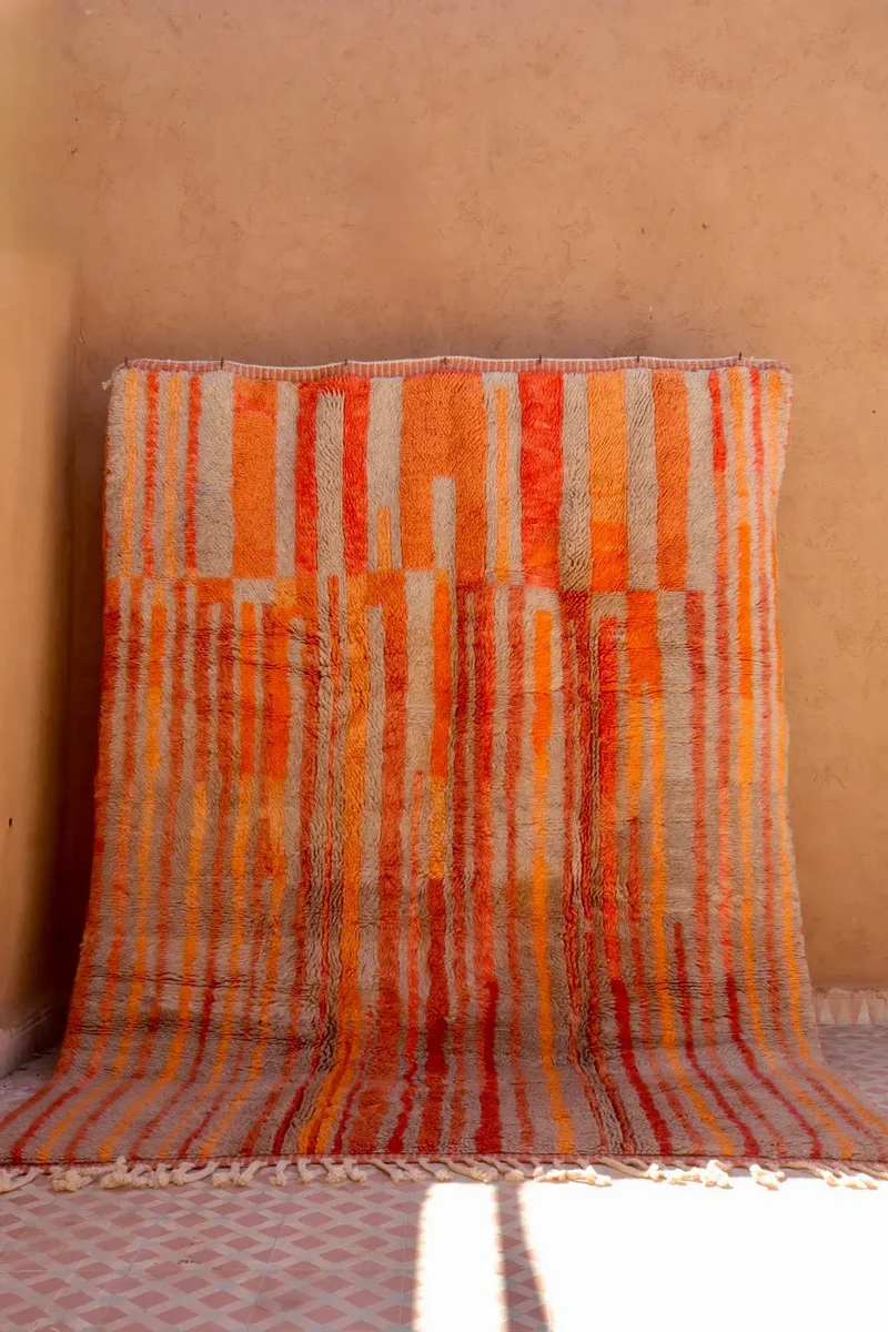 Tapis Berbère Mrirt Coloré Marron Orange Terracotta Rouge - 236 x 173 cm