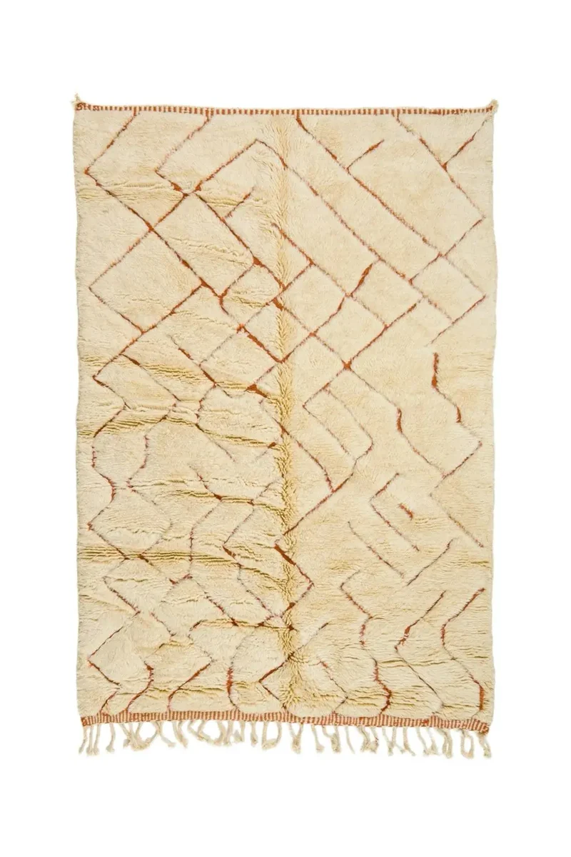Tapis Berbère Mrirt Beige et Terracotta Motifs Reliefs -